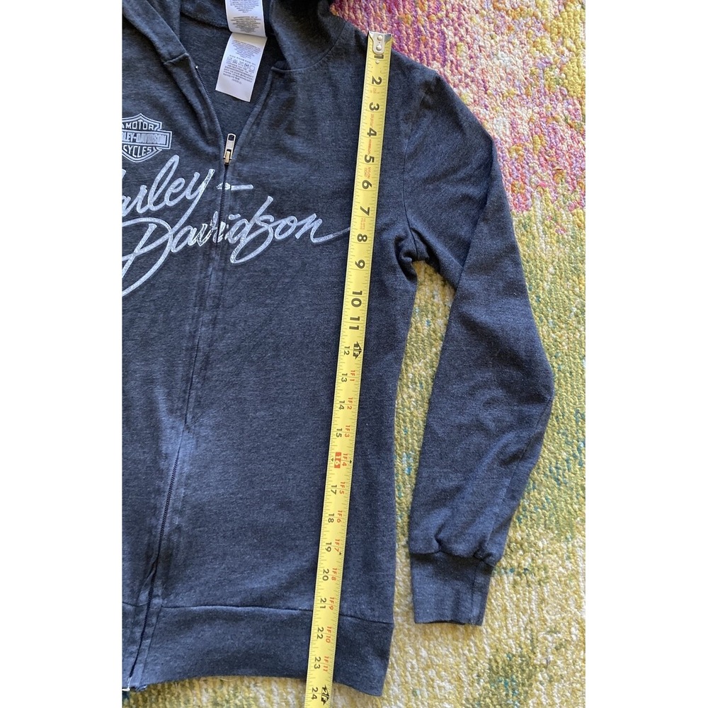 Harley Davidson Full Zip Hoodie Sweatshirt Womens Small Black Cool Springs VTG - Picture 9 of 11